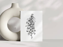 Load image into Gallery viewer, Liz Pope Designs - Plant hand drawn spring card, Foxglove botanical stationary
