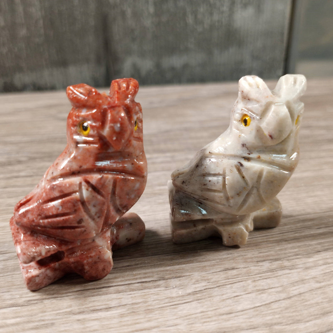 Keystone Crystals - Soapstone Animals: Owl On Branch