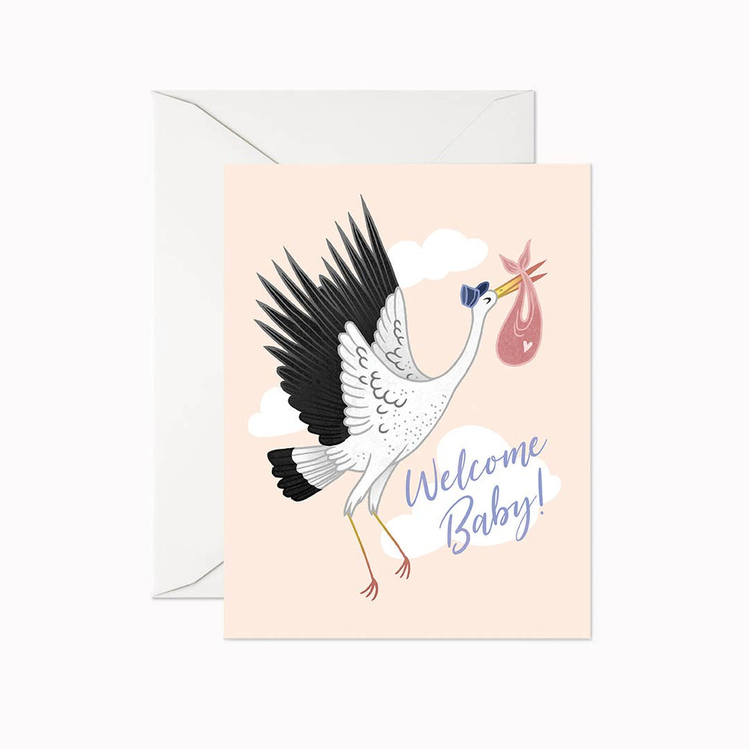 Linden Paper Co. - Welcome Baby Stork Card