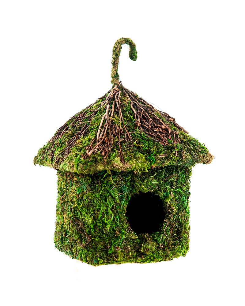 SuperMoss - Shack Vined Roof Deco Birdhouse, Fresh Green, 6 x 8in
