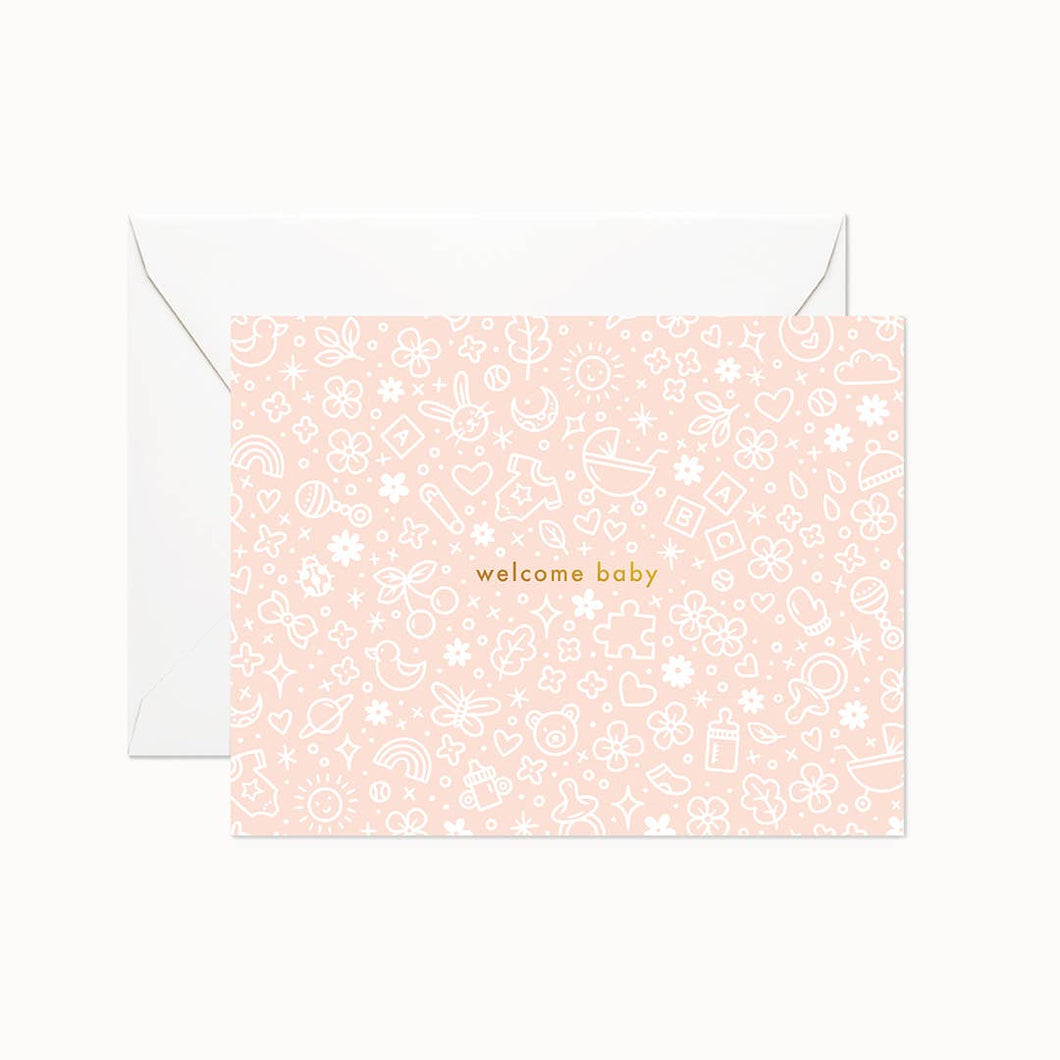 Linden Paper Co. - Welcome Baby Peach Card