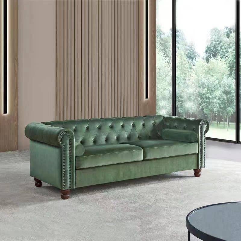 vtng50 - Royal Large Sofa, Velvet Sofa Three-Seat Sofa: Green / Fabric