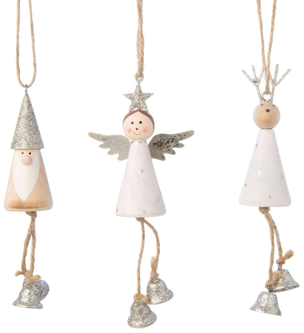 Silver Tree Home & Holiday - A41400 3 Asst'd painted wood body mini angel Santa&reindeer