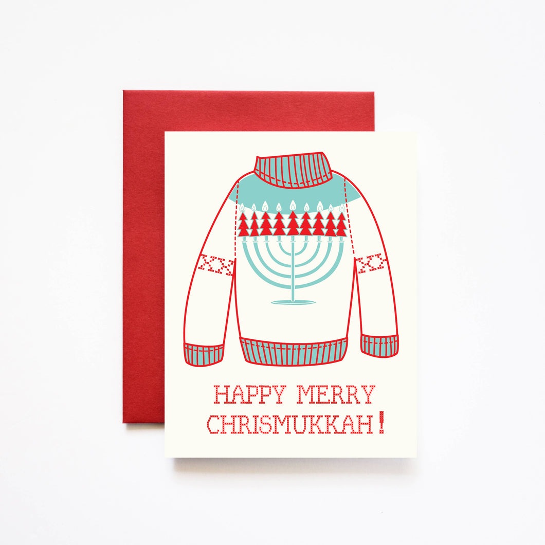ILOOTPAPERIE - Merry Chrismukkah Christmas and Hanukkah Greeting Card V2