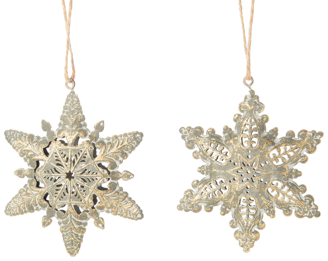 Gold Wash Metal Snowflake Ornament