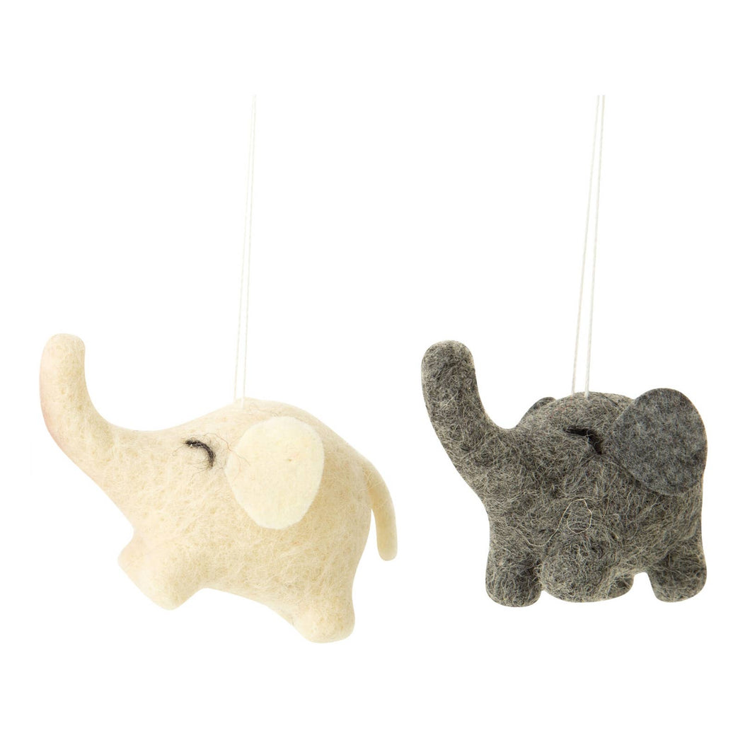 Silver Tree Home & Holiday - A42253 2 Asst'd felt mini elephant orn,grey and off white