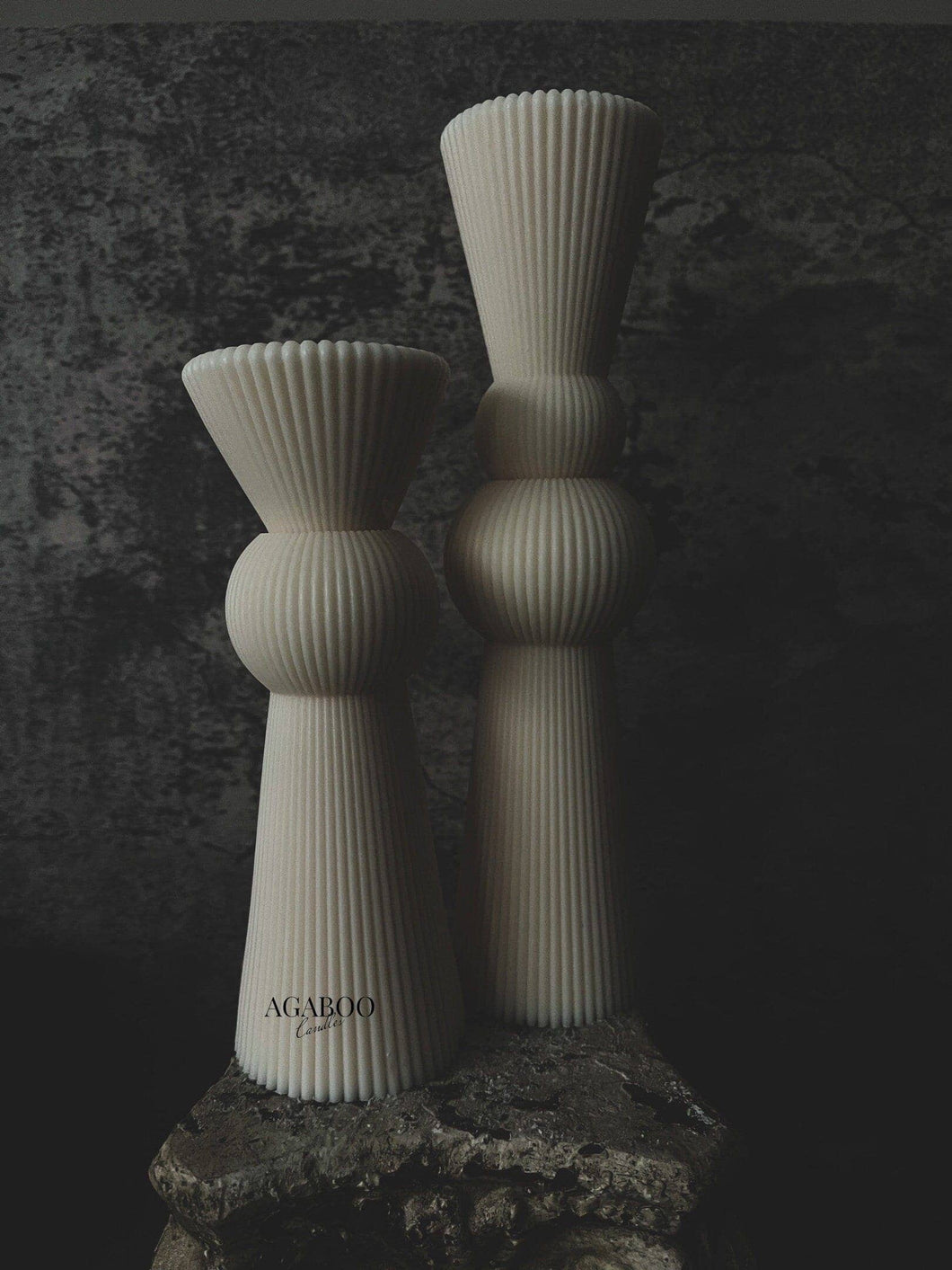 Agaboo Candle - Roman Ribbed Pillar Candle: Peach / Large