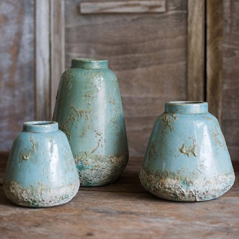 Rustic Reach - Turquoise Ceramic Vase: Medium