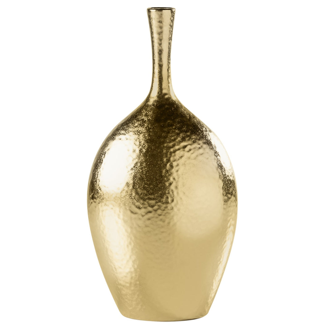 12.25'' Lilo Dimpled Ceramic Vase - Gold