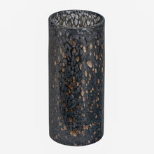 Load image into Gallery viewer, 10.5&#39;&#39; Scala Gold Speck Black Glass Cylinder Vase
