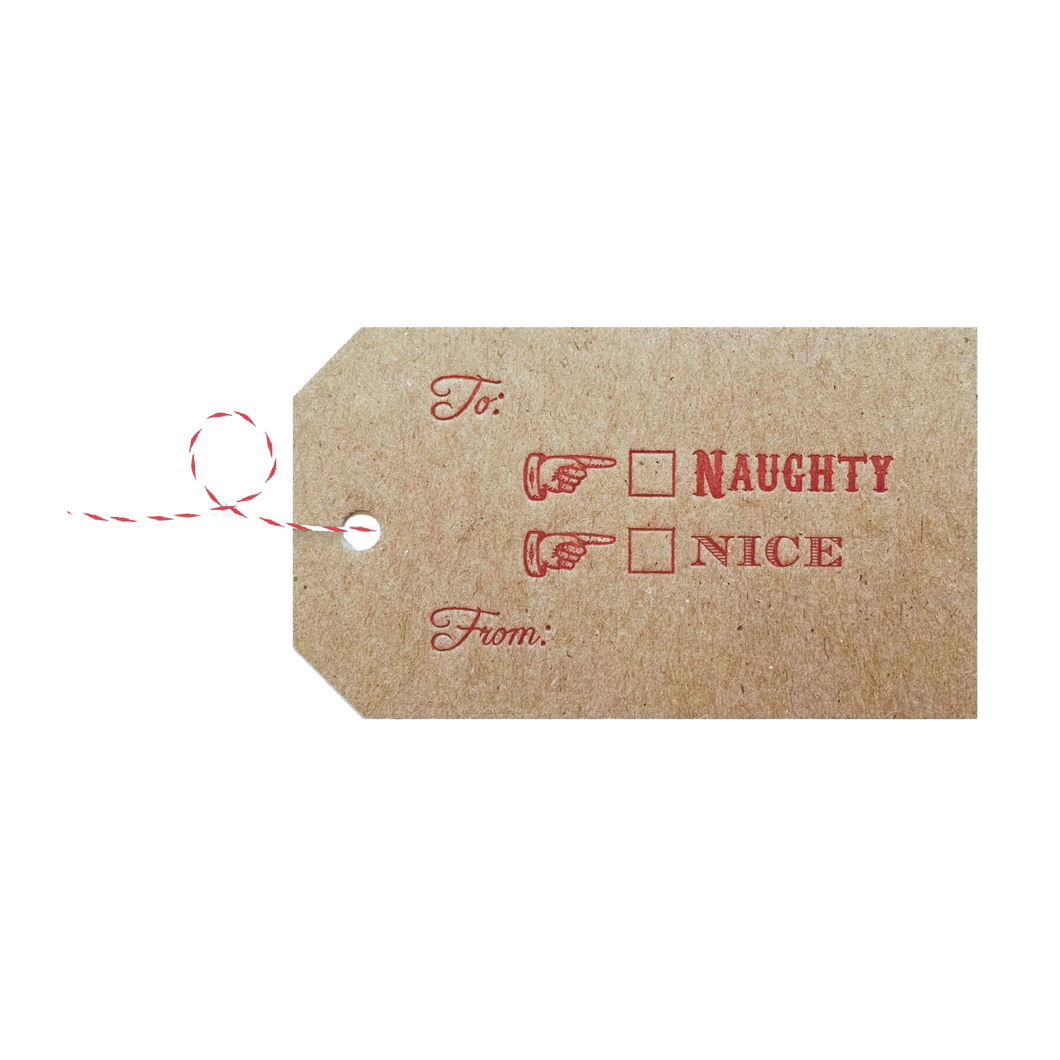 Idea Chic - Naughty or Nice Letterpress Gift Tags - Pack of 4