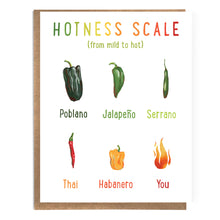 Load image into Gallery viewer, Hotness Scale; Funny Sexy Card; Hot Chili Pepper Scale
