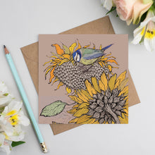 Load image into Gallery viewer, Fay&#39;s Studio - Blue Tit and Sunflower Greeting Card
