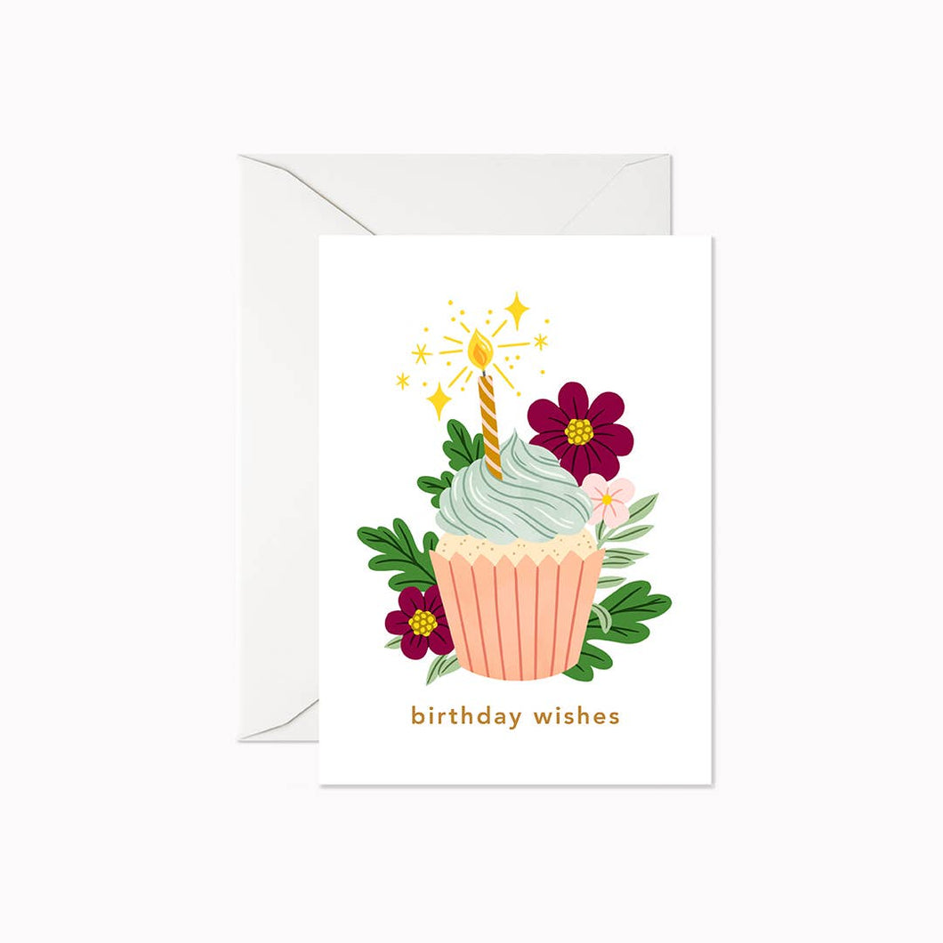 Linden Paper Co. - Birthday Wishes Cupcake | Mini Card