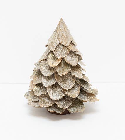 Dekorasyon Gifts  Decor - Frosted Butterfly Leaf Cone Tree (Natural White Wash)