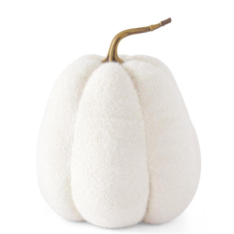 10.75'' Fuzzy White Knit Gourd