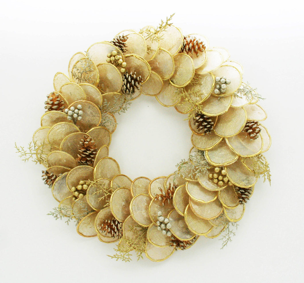 Seasonal by Contrast Inc. - Golden Capiz Wreath