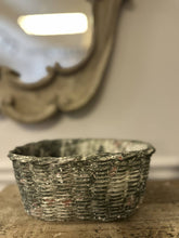 Load image into Gallery viewer, Vagabond Vintage - Small Concrete Oval Container with Basket Motif

