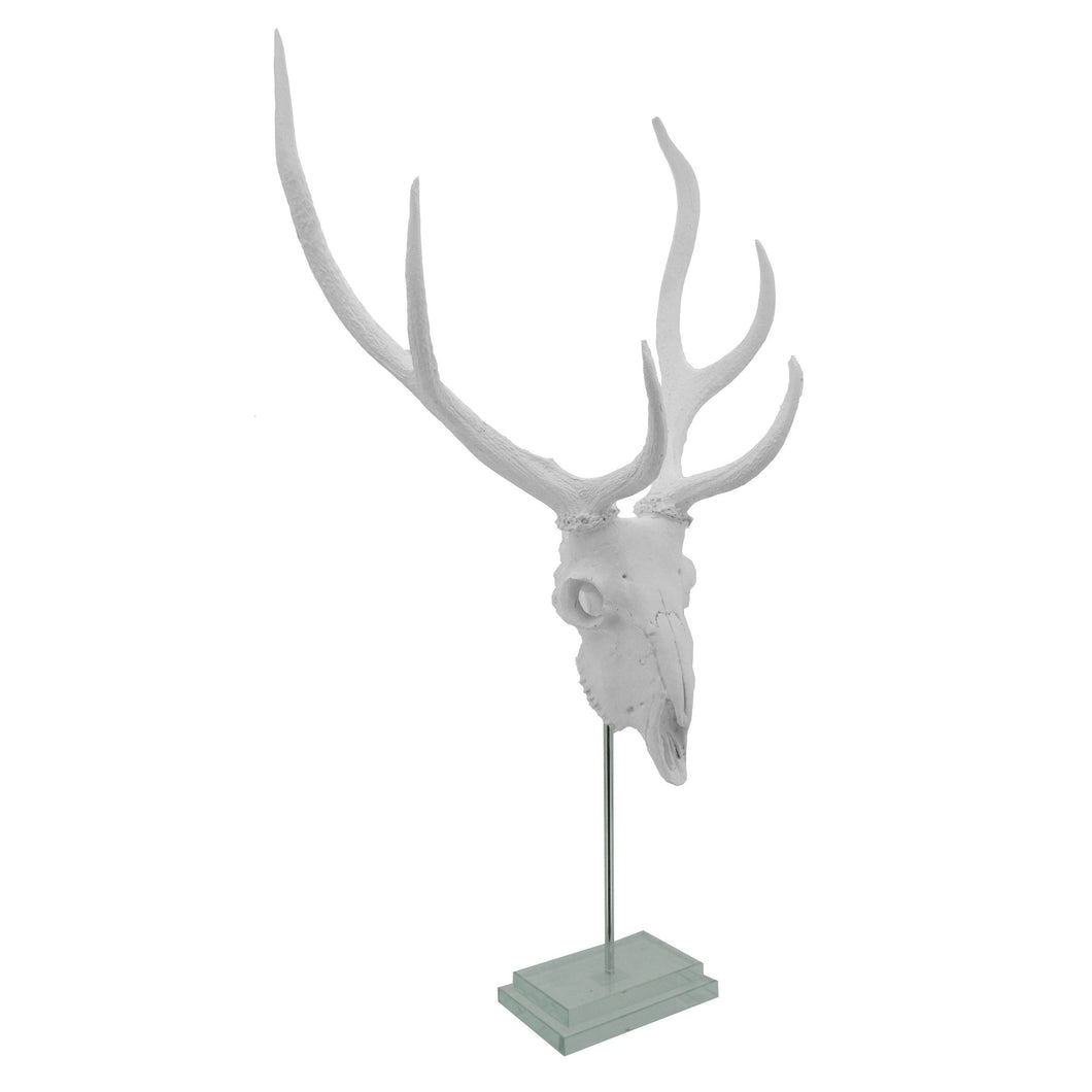 Modern World by Contrast Inc. - White Deer Skull Double Step Glass Base