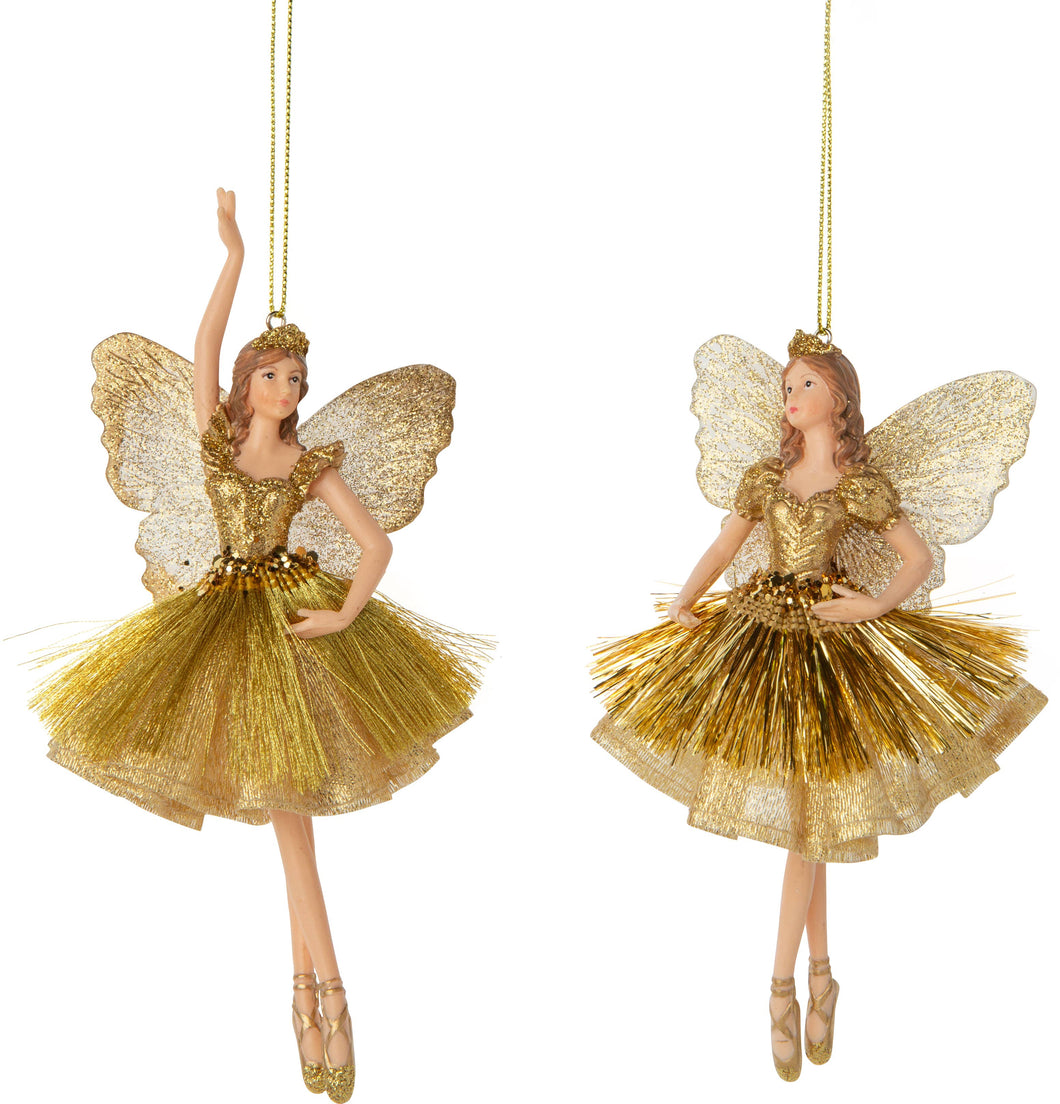 2 Assorted Gold fairy Ornaments