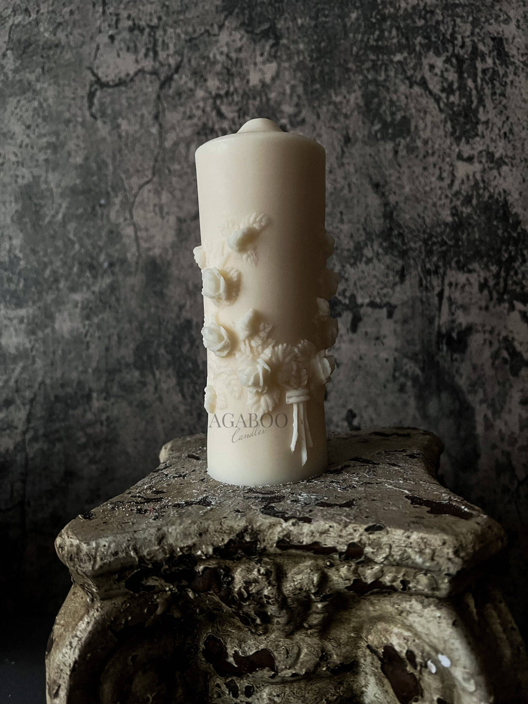 Agaboo Candle - Pillar Candle With Flowers: Clear / Unscented
