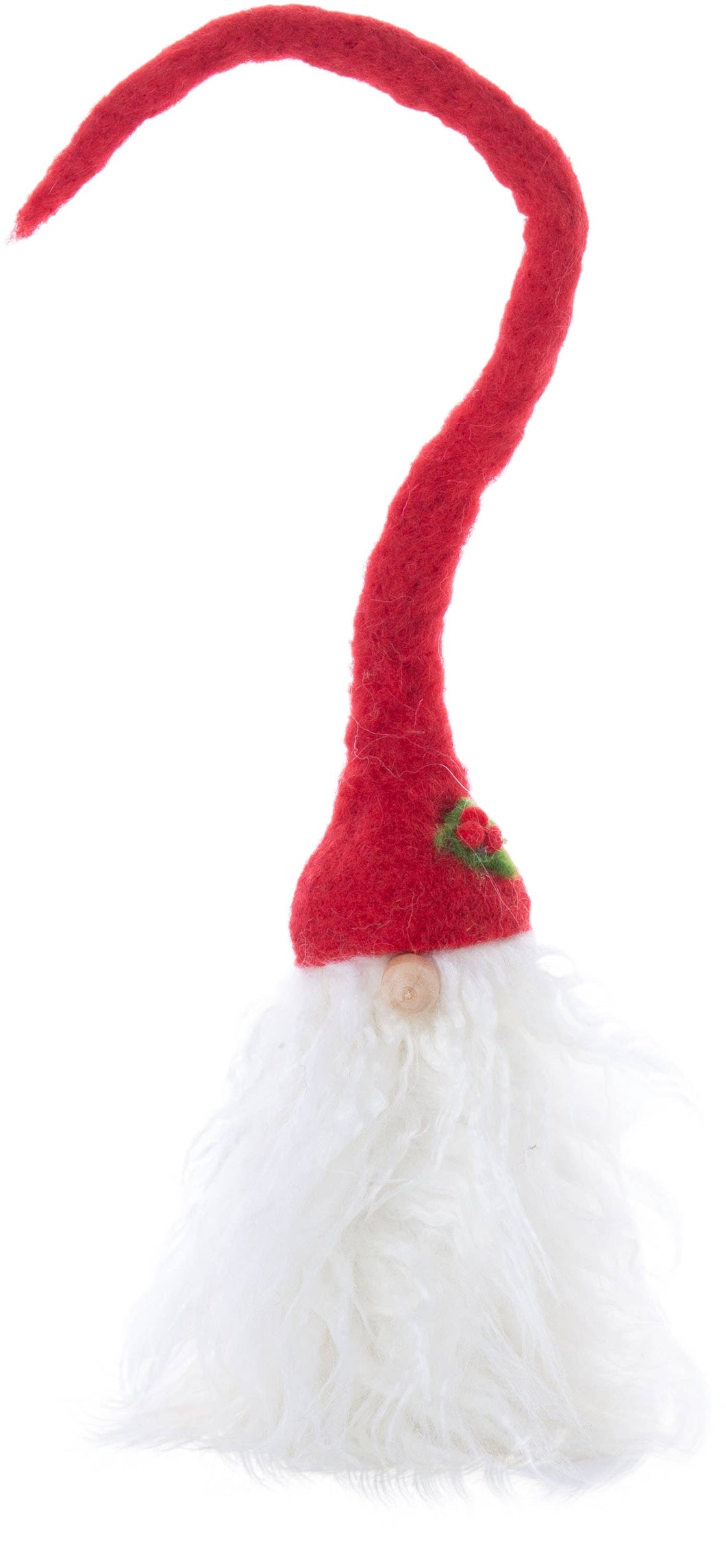 Silver Tree Home & Holiday - A13357 Felt gnome table piece on wood base,tall hat&fluffy