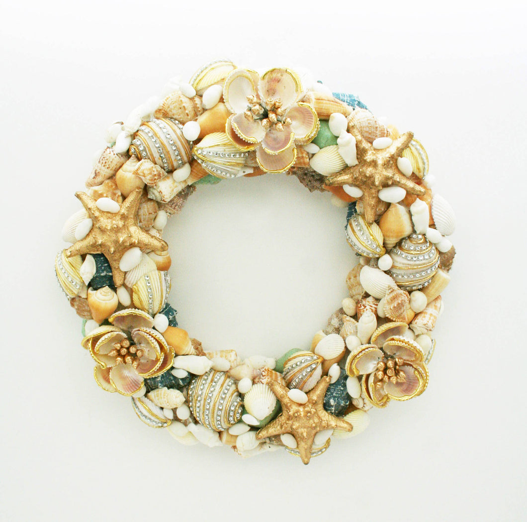 Seasonal by Contrast Inc. - Jeweled Blue Seashell Wreath