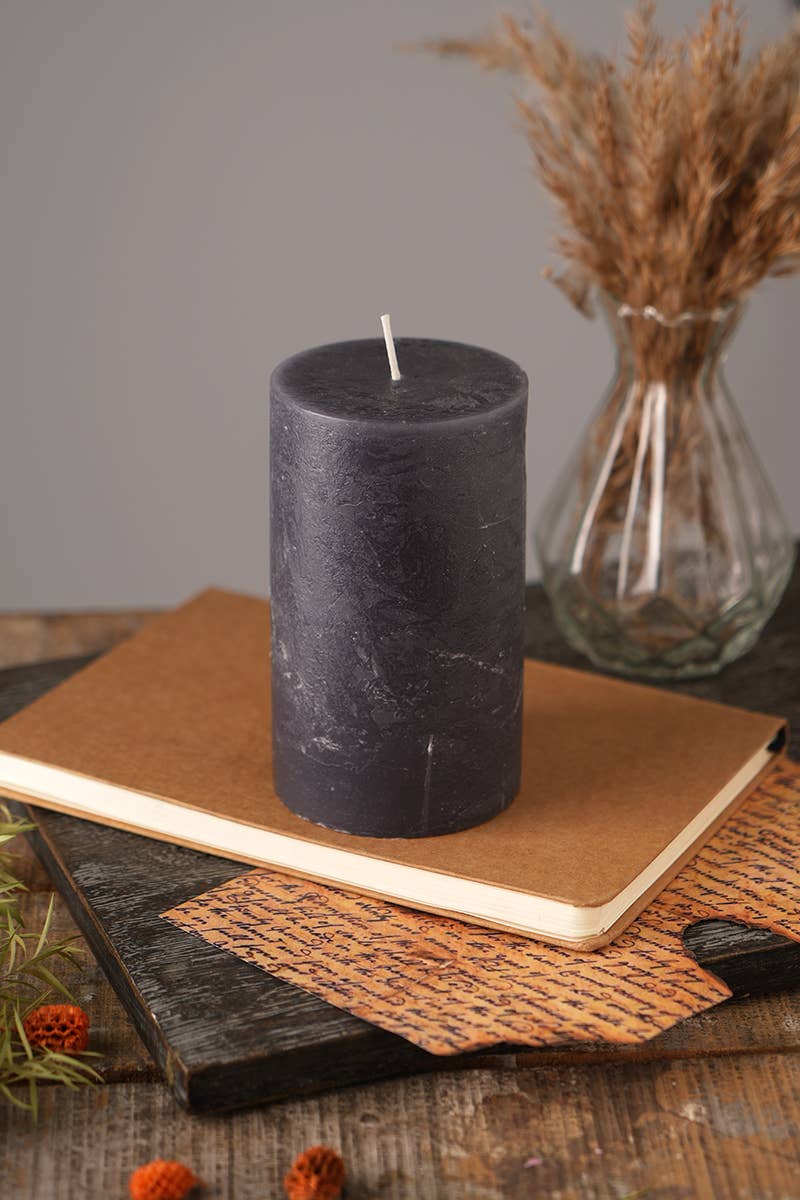 India.Curated. - Rustic Pillar Candle Black
