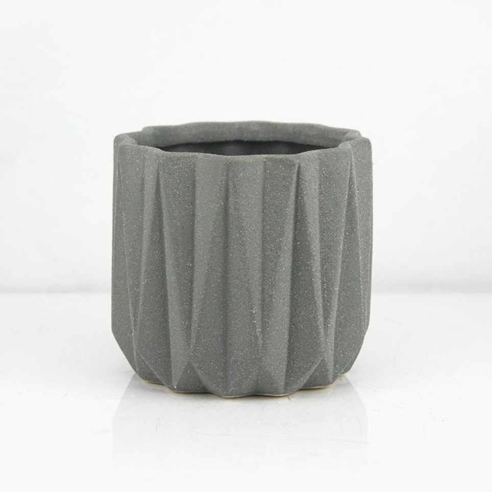 5.5'' Grey Geometric Ceramic Planter