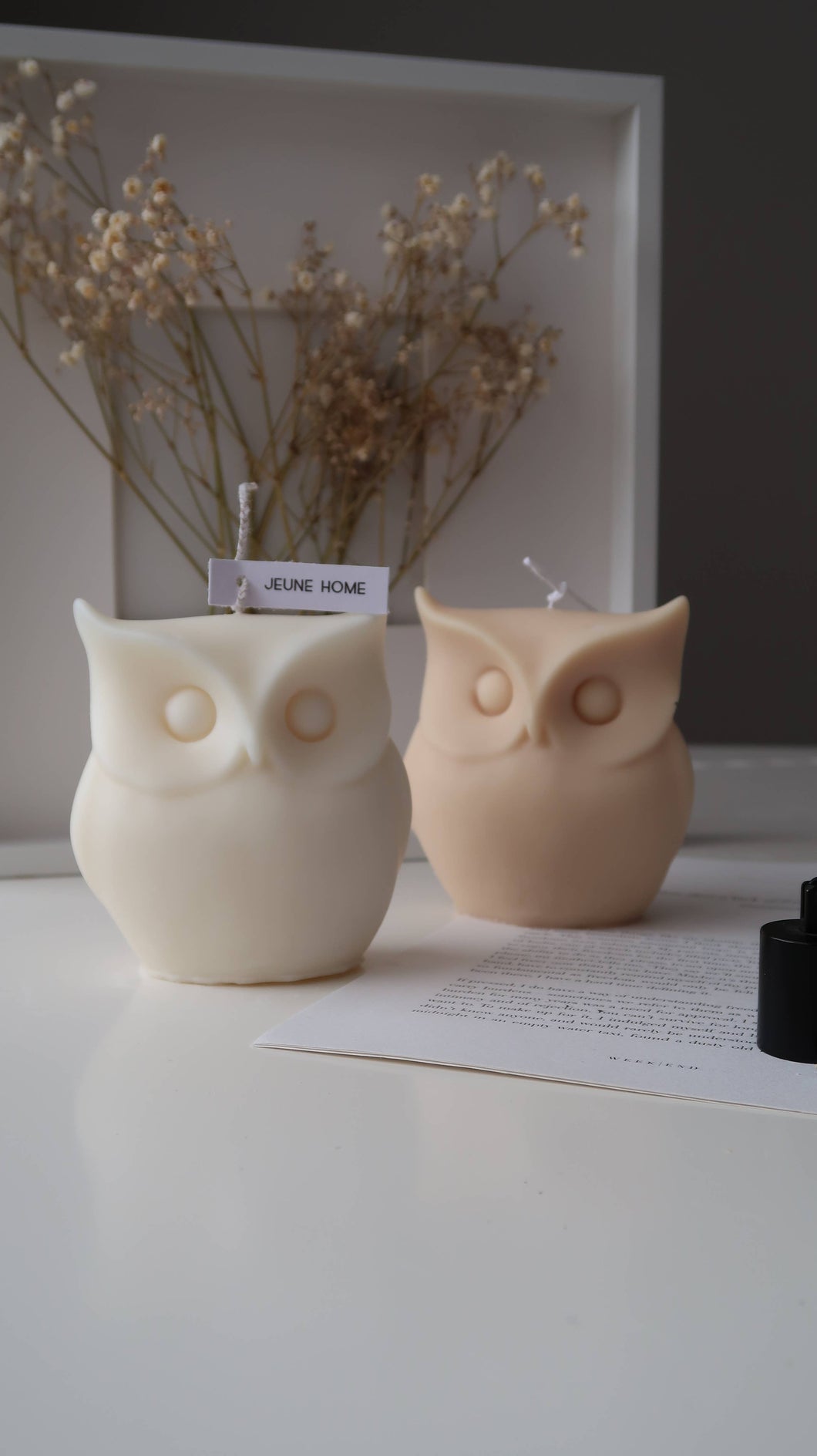 Jeune Home - Owl candle | autumn decor | halloween decor: Beige / unscented