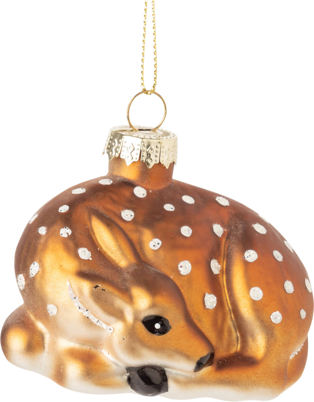 Silver Tree Home & Holiday - A23400-Glass resting fawn ornament, 3 in