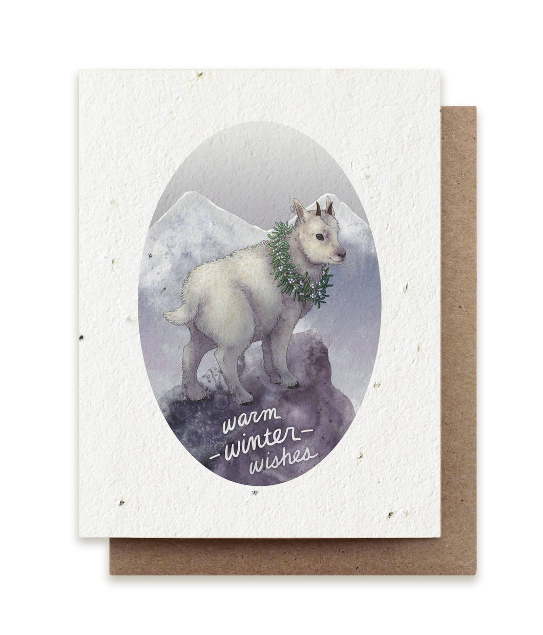 Warm Winter Wishes Mountain Goat Plantable Herb Seed Card