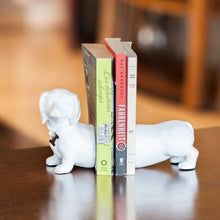 Load image into Gallery viewer, Danya B - Dachshund Dog Bookend Set: White
