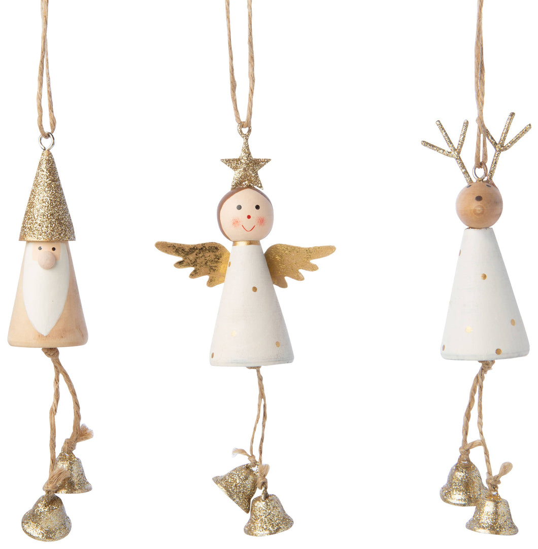 Mini Wood Angel Ornaments