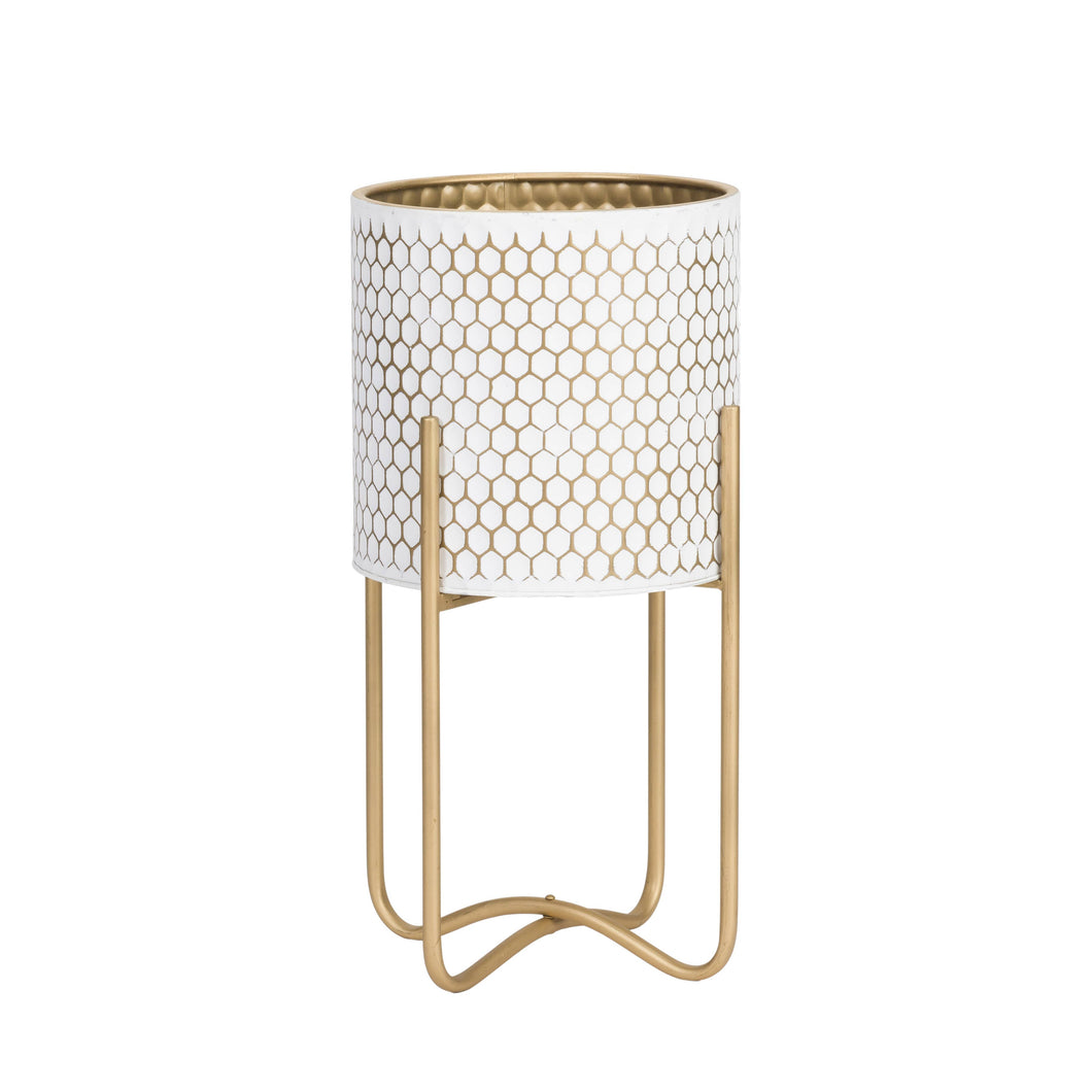 Aspire Home Accents - SelectBase Honeycomb Planter with Tall Gold Metal Base