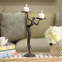 Load image into Gallery viewer, Danya B - Fancy Lady Cast Iron Double Candle Holder
