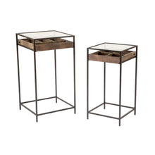 Load image into Gallery viewer, Set of 2 Side Tables with Glass Top Storage Drawer
