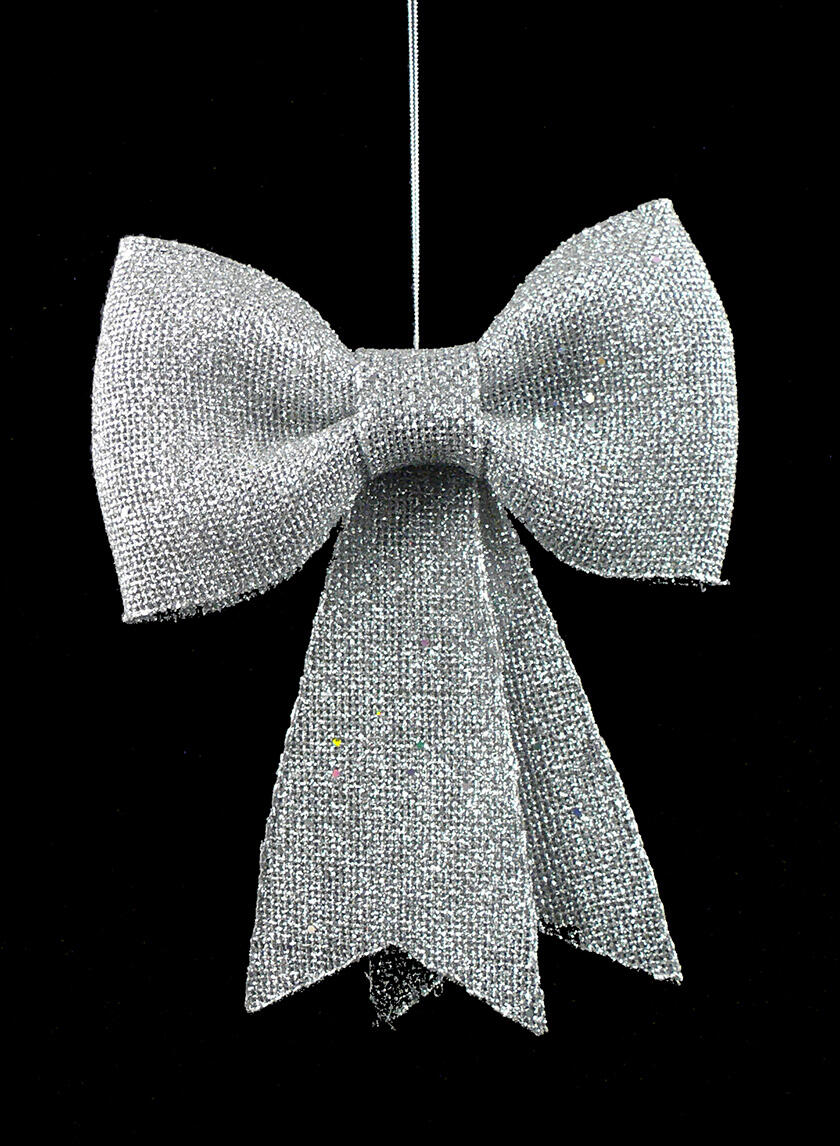 12'' Iridescent Silver Glitter Bow
