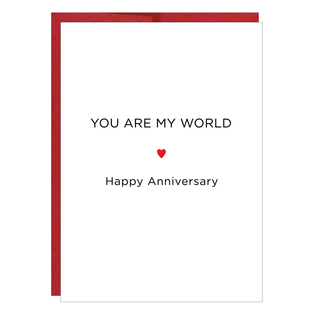 Greeting Card - You Are My World Letterpress Anniversary